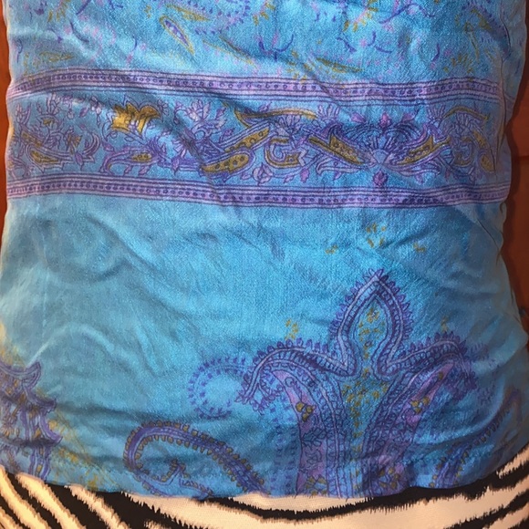 Advance Apparels blue and purple Paisley halter top 100% silk made in India - Picture 3 of 6